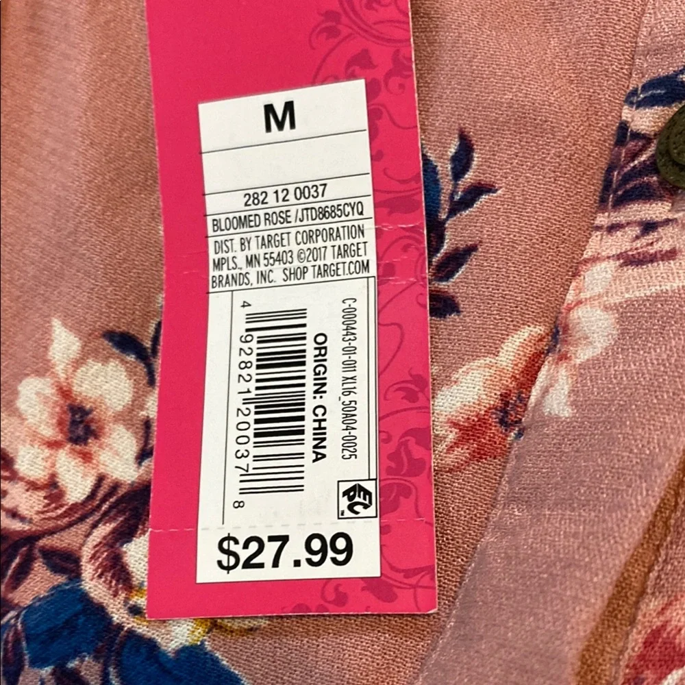 Xhilaration Pink and Blue button down Midi Dress with pockets and cutout on side - Picture 3 of 8
